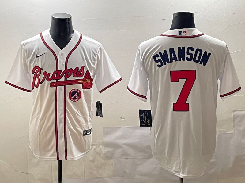 Men Atlanta Braves #7 Swanson White Game 2025 Nike MLB Jersey style 4->atlanta braves->MLB Jersey